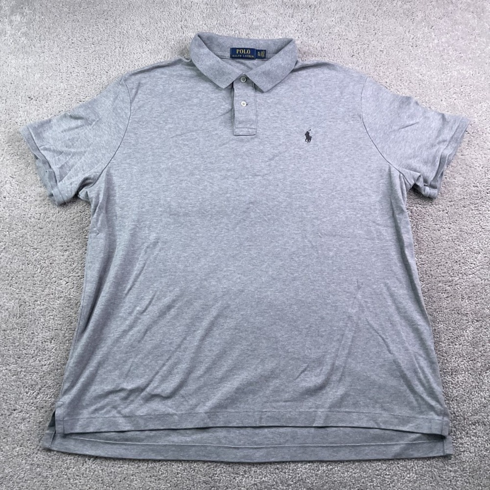 Polo Ralph Lauren Polo Shirt Mens XL Gray Jersey Knit Short Sleeve Pony Preppy